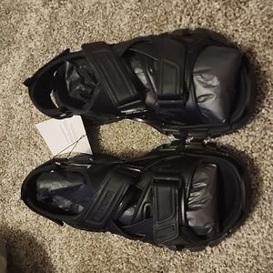 NIB Black balenciaga track sandals